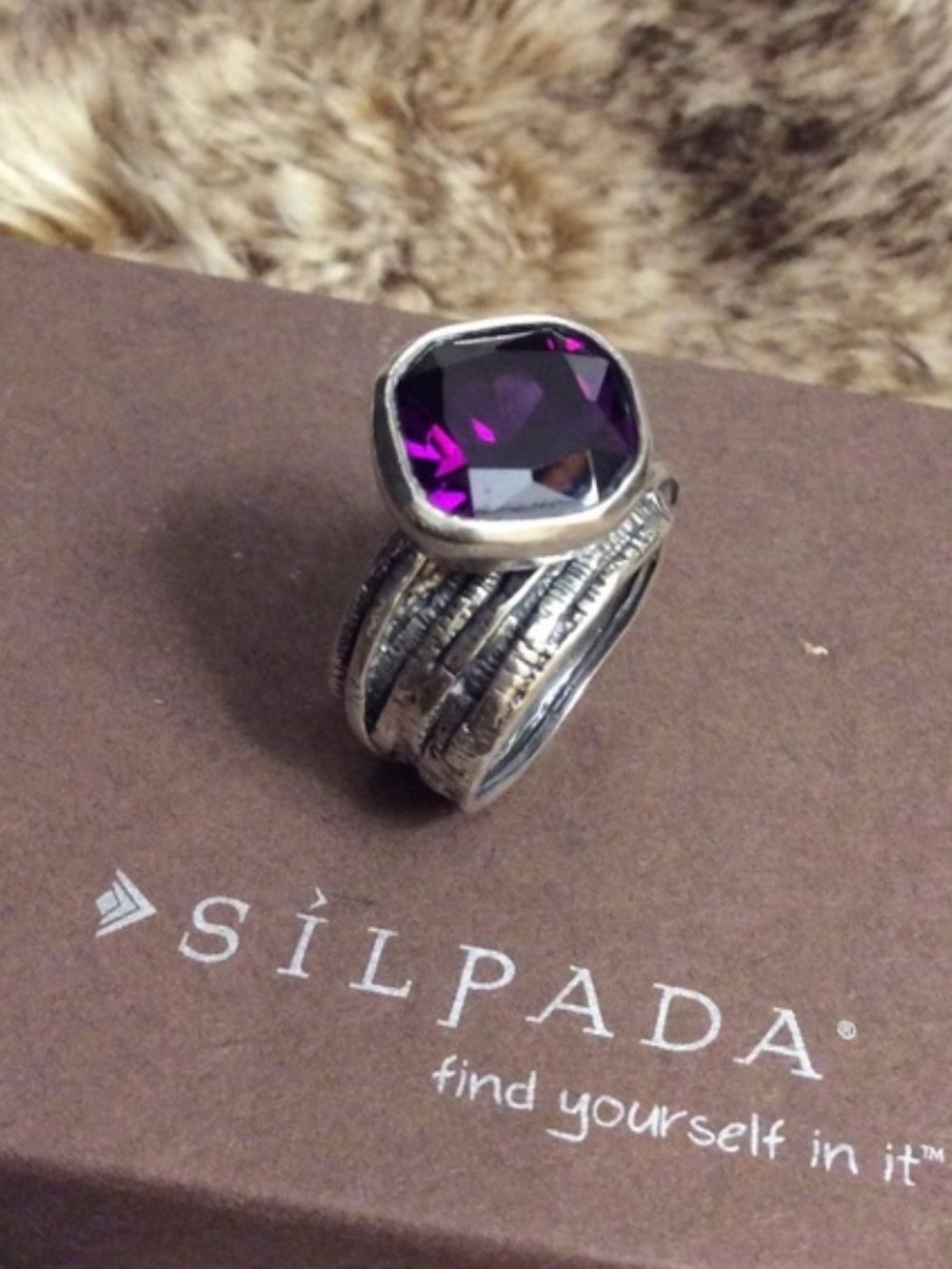 Silpada Gladiator Glam 925 Sterling Silver Ring Purple Amethyst size 9 - Picture 6 of 6